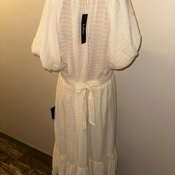 NWT Lulus Cream Color Short Sleeve Prairie Style Dress, Size XL - Picture 6 of 11